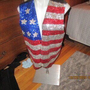 jc made in USA sparkly  unisex flag vest xL used in a show in great shape